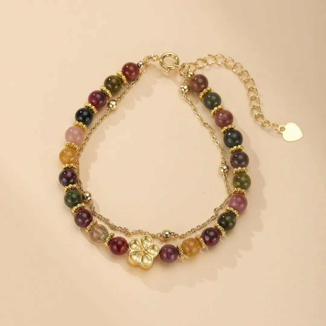 Bracelet Tourmaline "Fleur de Sakura" Doré Or