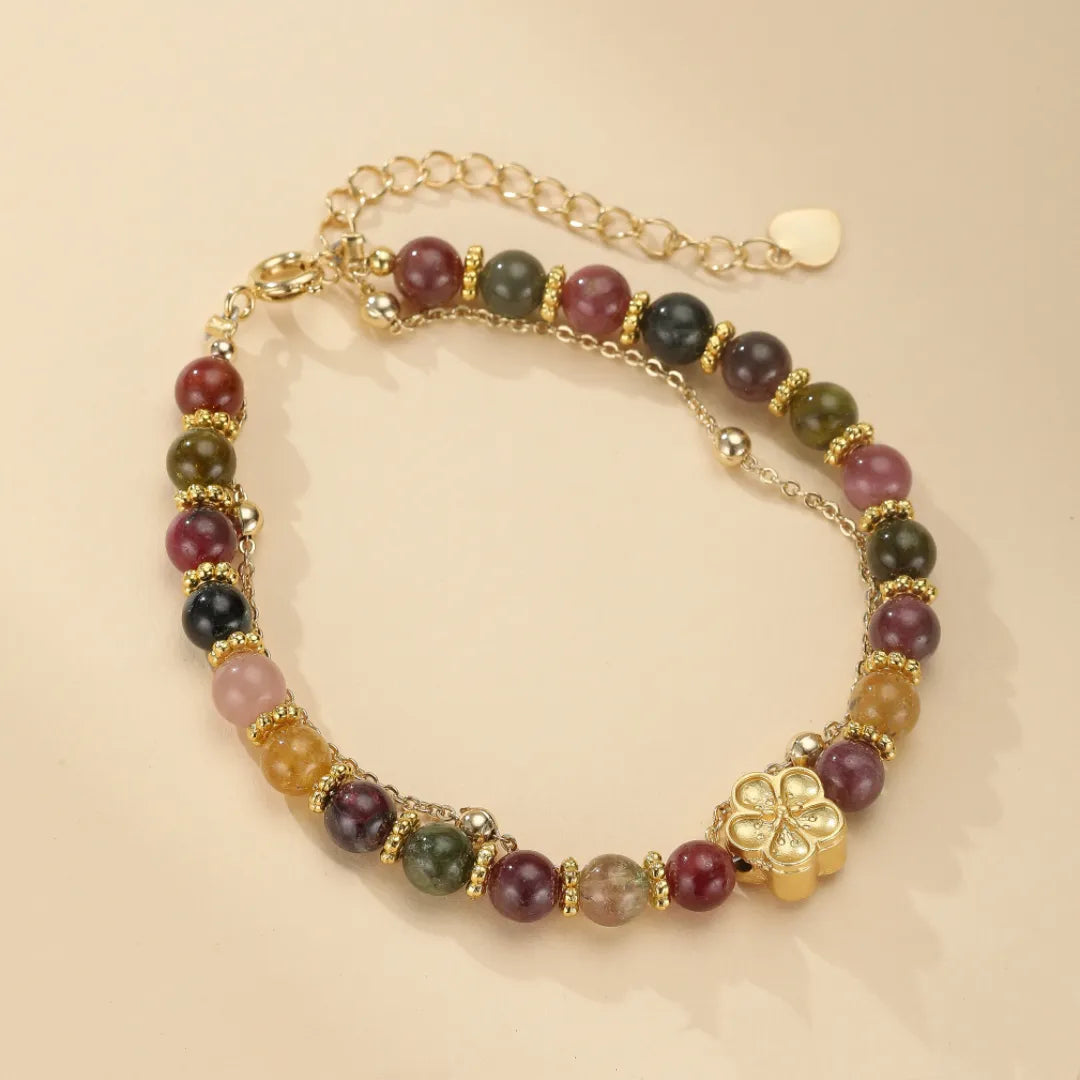 Bracelet Tourmaline "Fleur de Sakura" Doré Or