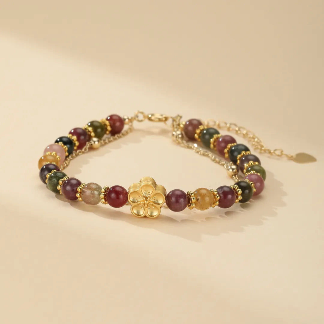 Bracelet Tourmaline "Fleur de Sakura" Doré Or