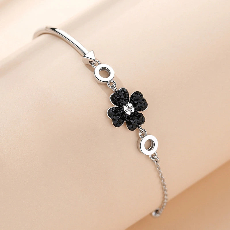 Bracelet Trèfle "Fleur Obscure" Argent