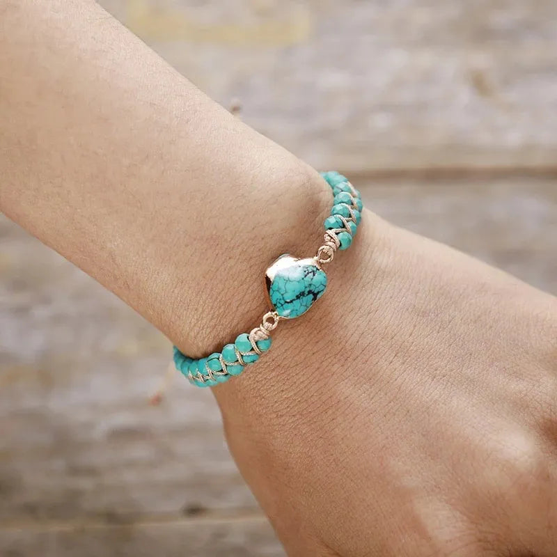 Bracelet Turquoise "Équilibre Spirituel" Argent Doré Or