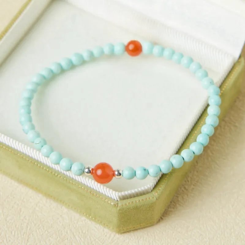 Bracelet Turquoise et Agate "Énergie Apaisante" Argent