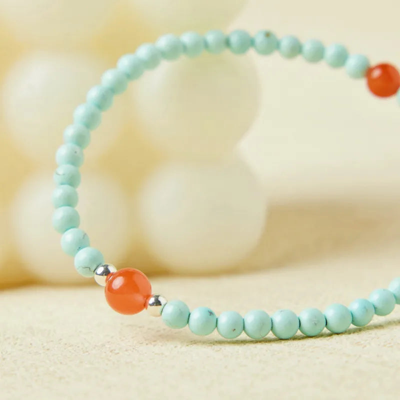 Bracelet Turquoise et Agate "Énergie Apaisante" Argent