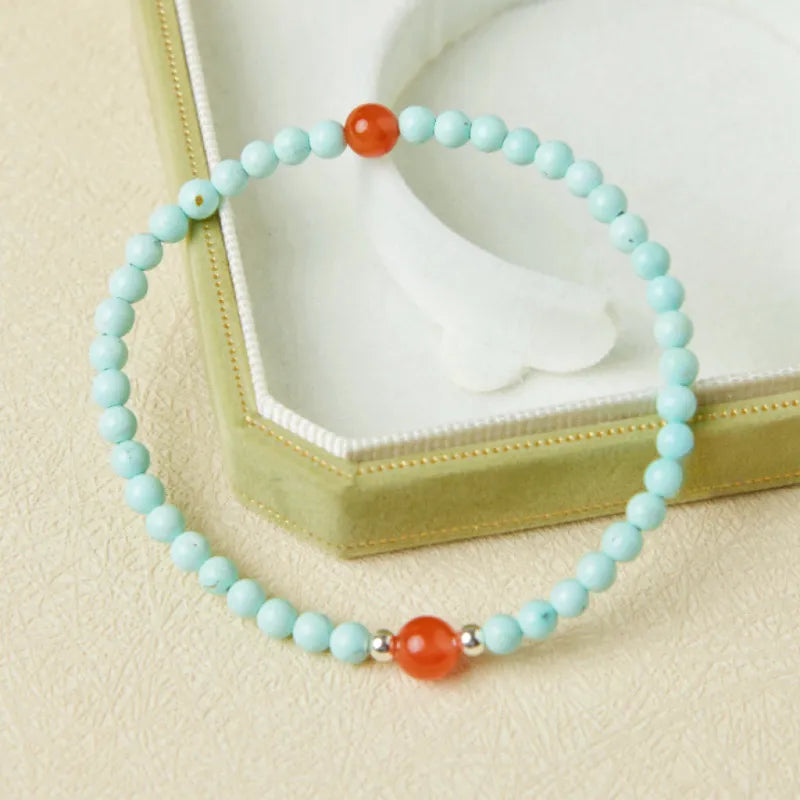 Bracelet Turquoise et Agate "Énergie Apaisante" Argent