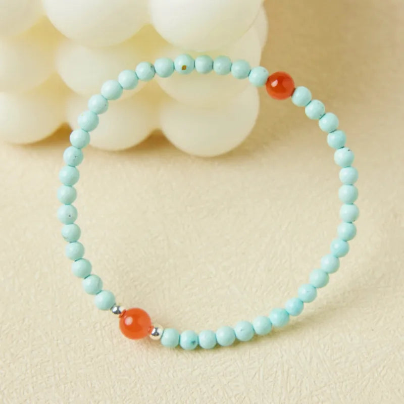 Bracelet Turquoise et Agate "Énergie Apaisante" Argent