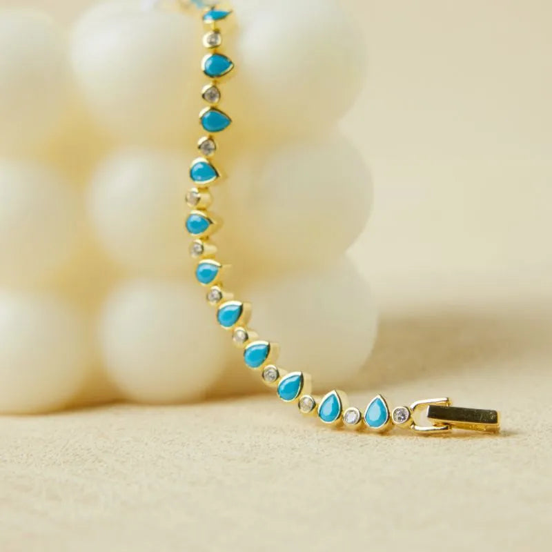 Bracelet Turquoise "Gouttes d'Océan" Argent Doré Or