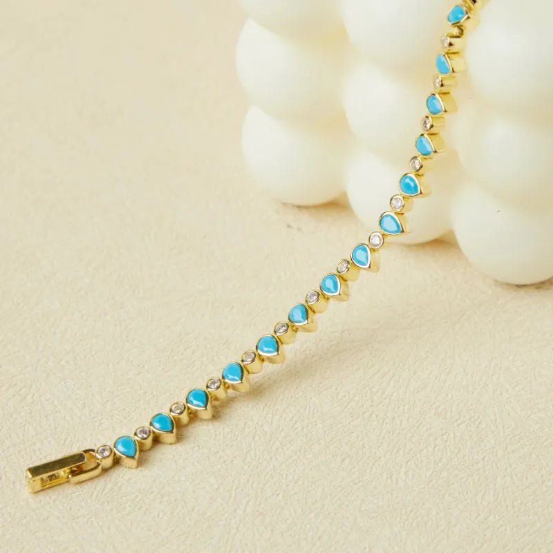 Bracelet Turquoise "Gouttes d'Océan" Argent Doré Or