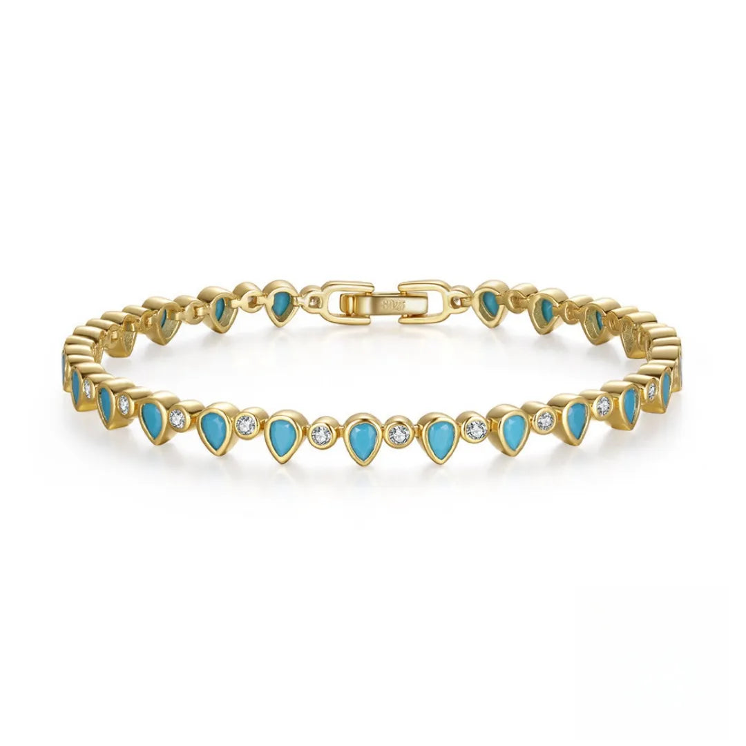 Bracelet Turquoise "Gouttes d'Océan" Argent Doré Or