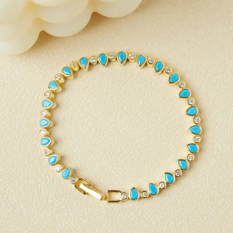 Bracelet Turquoise "Gouttes d'Océan" Argent Doré Or