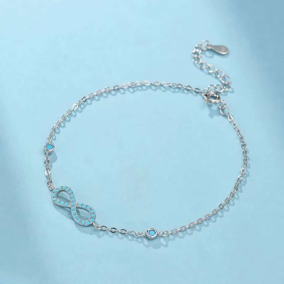 Turquoise Infinity Bracelet "Breath of Infinity" Silver