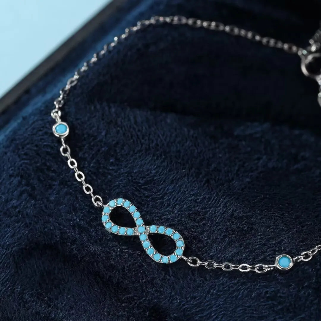 Turquoise Infinity Bracelet "Breath of Infinity" Silver