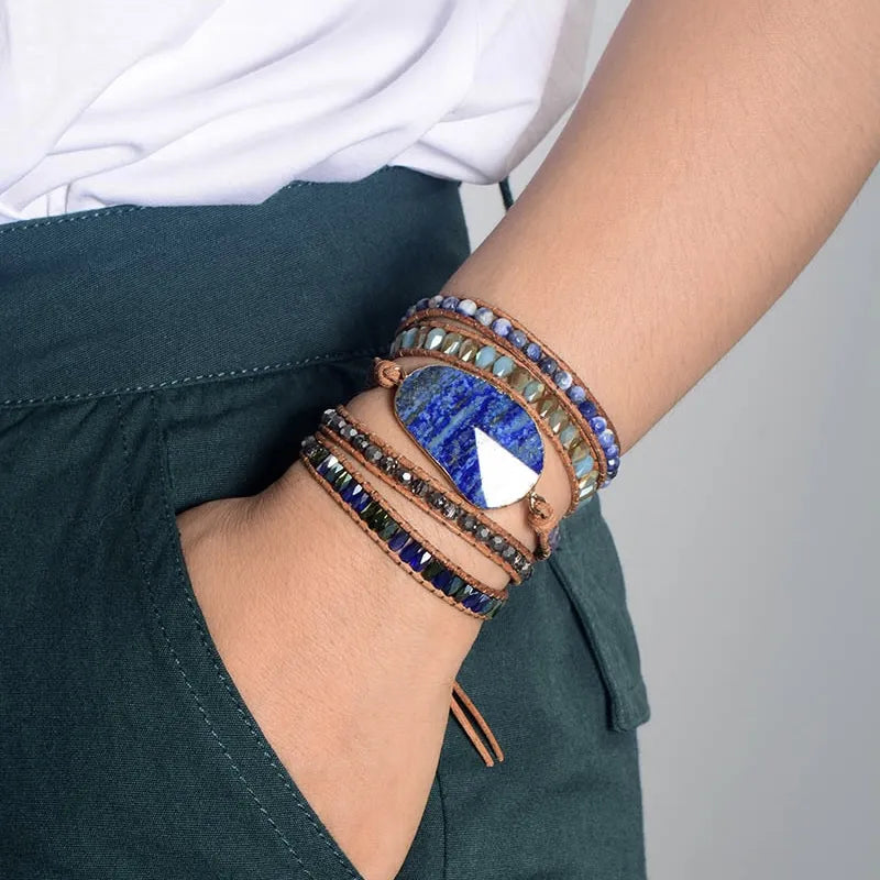 Bracelet Wrap Lapis Lazuli "Rêve Bleu"