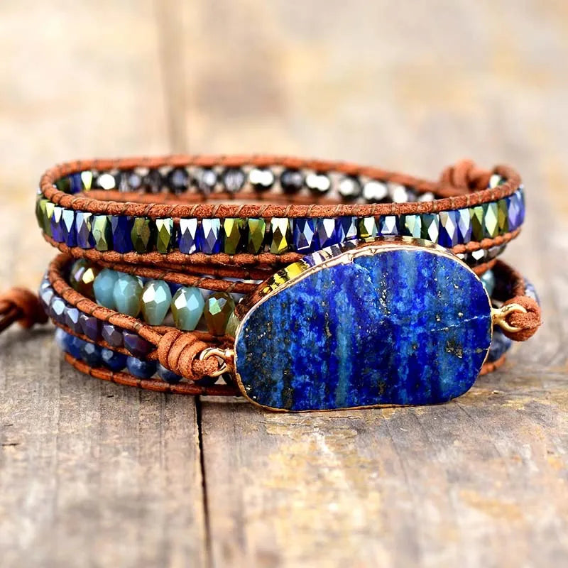 Bracelet Wrap Lapis Lazuli "Rêve Bleu"