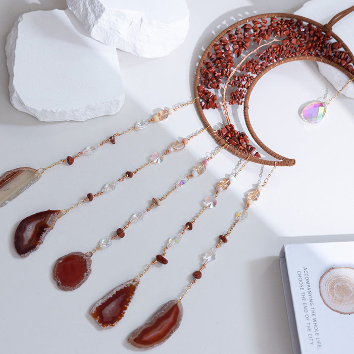 Lunya - Capteur de Soleil en Jaspe Rouge et Agate avec Arbre de Vie