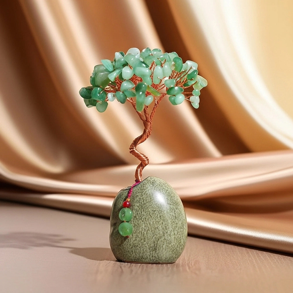 Vertrauen - Geschenkbox aus grüner Aventurin, Lebensbaum und Armband