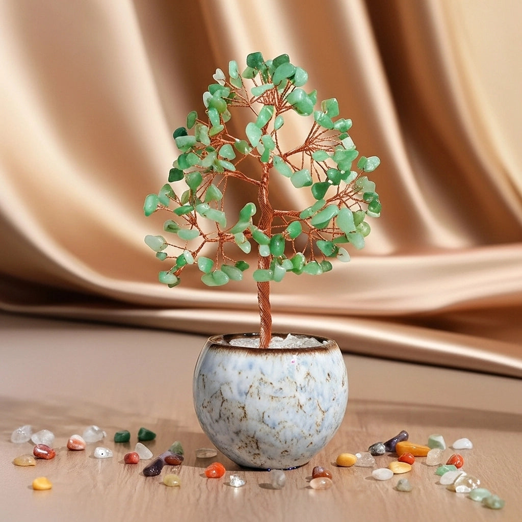 Vertrauen - Geschenkbox aus grüner Aventurin, Lebensbaum und Armband