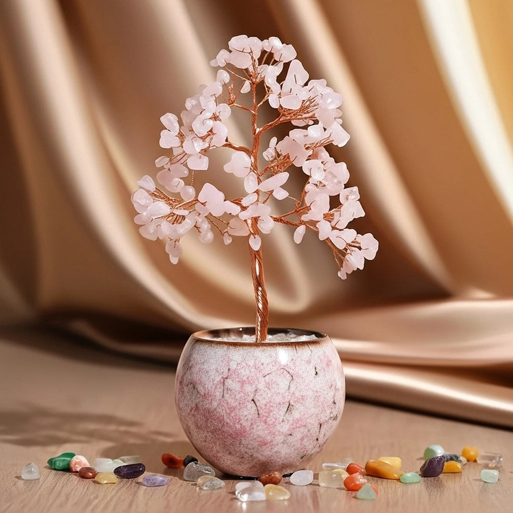 Love - Gift Box in Rose Quartz, Tree of Life and Bracelet