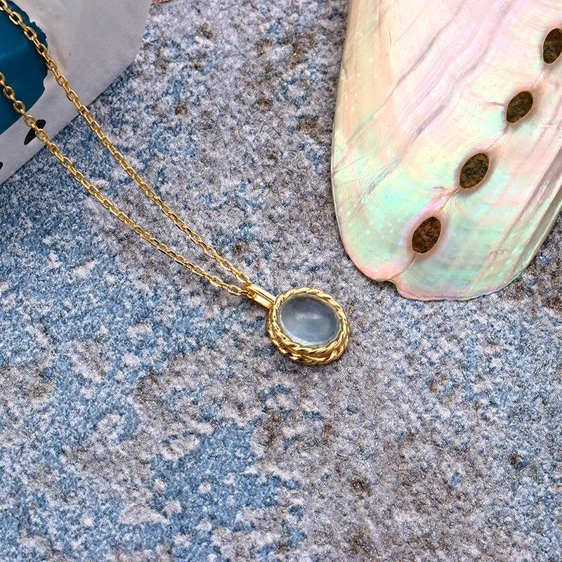 Collier Aigue Marine ou Labradorite "Charme Marin" Argent Doré Or