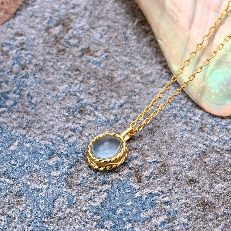 Collier Aigue Marine ou Labradorite "Charme Marin" Argent Doré Or