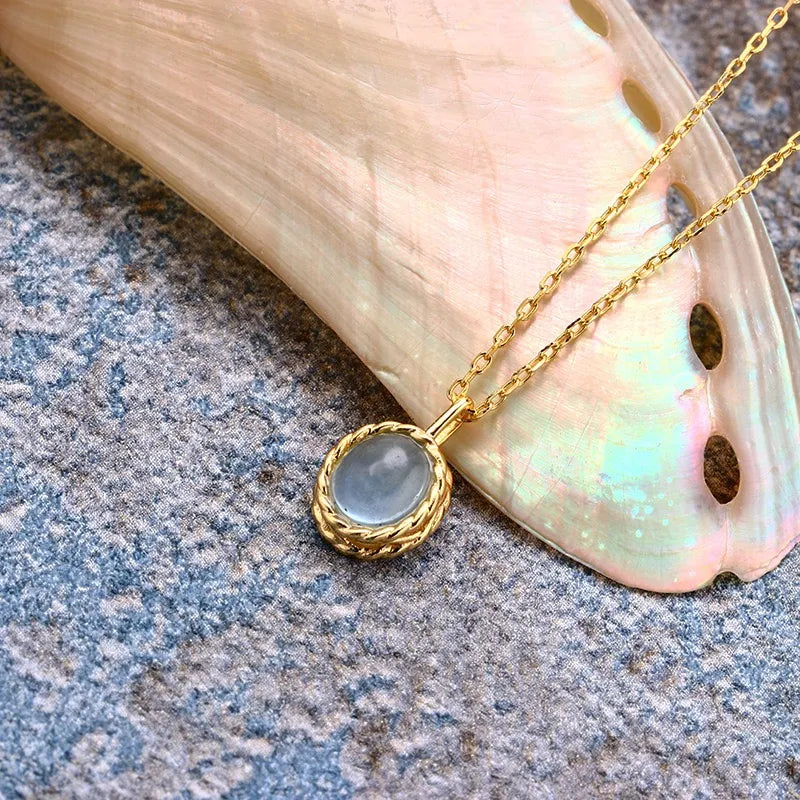 Collier Aigue Marine ou Labradorite "Charme Marin" Argent Doré Or