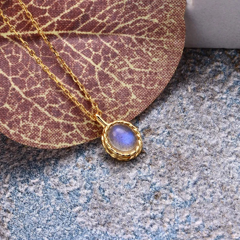 Collier Aigue Marine ou Labradorite "Charme Marin" Argent Doré Or