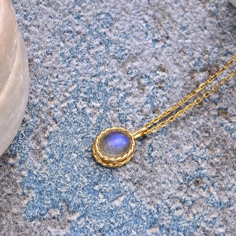 Collier Aigue Marine ou Labradorite "Charme Marin" Argent Doré Or
