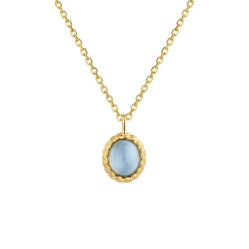 Collier Aigue Marine ou Labradorite "Charme Marin" Argent Doré Or