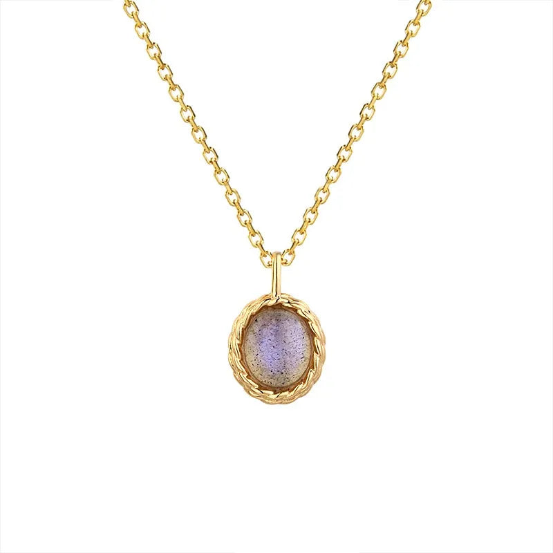 Collier Aigue Marine ou Labradorite "Charme Marin" Argent Doré Or