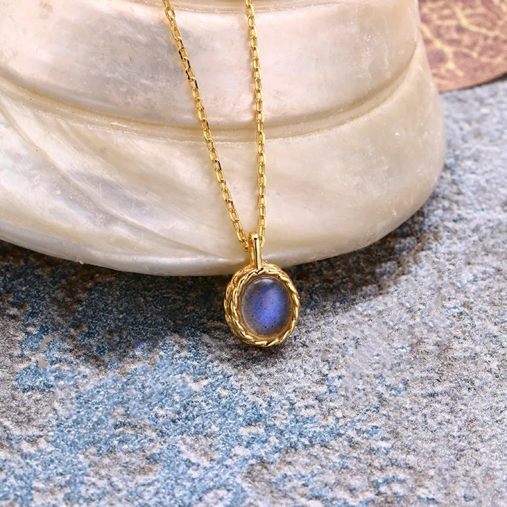Collier Aigue Marine ou Labradorite "Charme Marin" Argent Doré Or