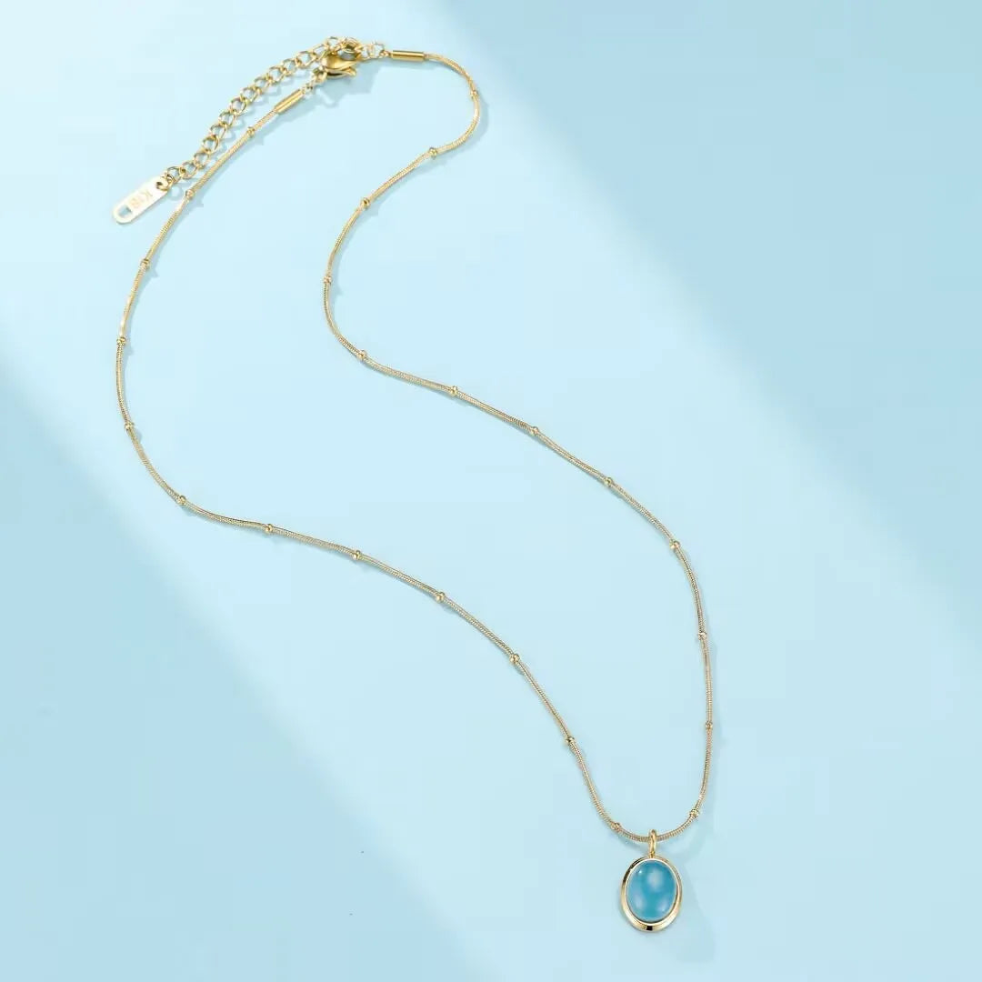 Collana Acquamarina "Chiarezza Celeste" Dorata Oro