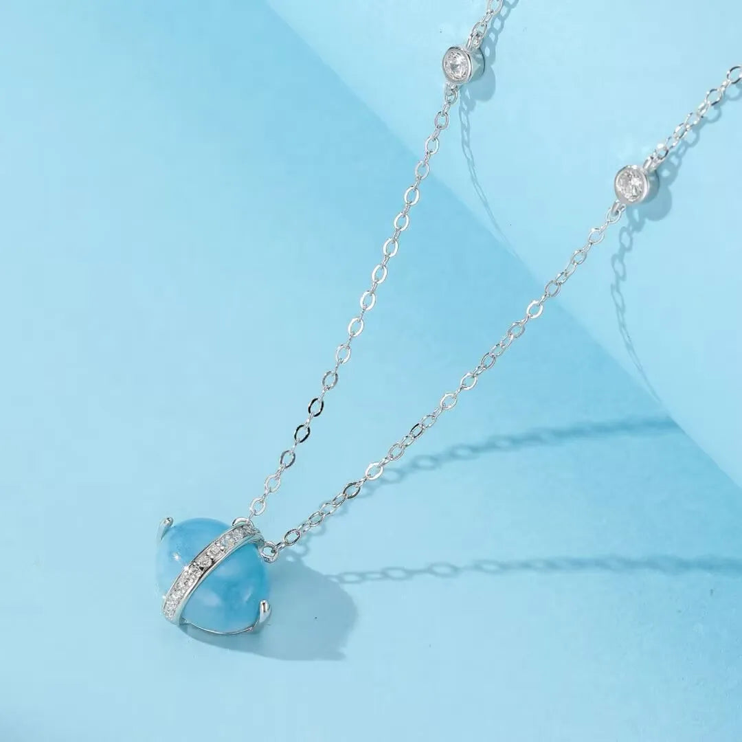 Collana Acquamarina "Galassia Blu" Argento Dorato Oro 14K