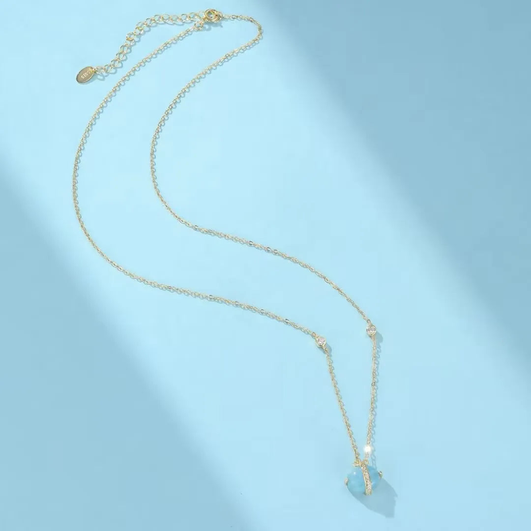 Collana Acquamarina "Galassia Blu" Argento Dorato Oro 14K