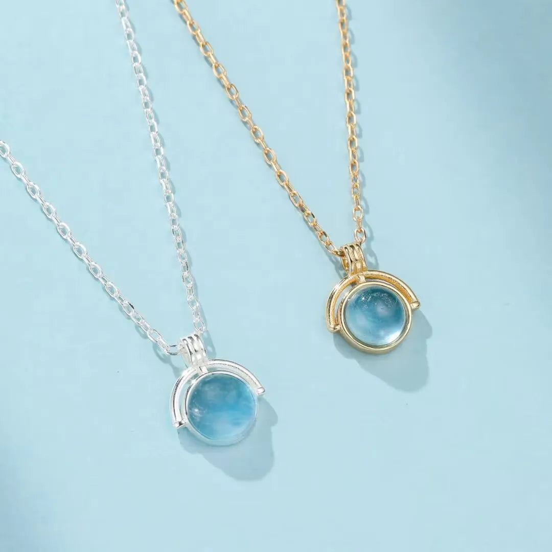 Collier Aigue Marine "Mystère d'Océan" Argent