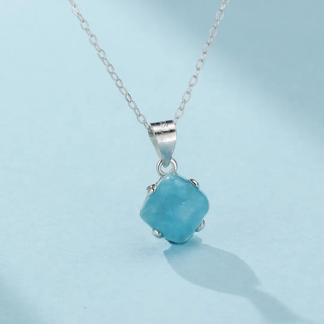 Collana Acquamarina "Onde di Serenità" Argento Dorato Oro 14K