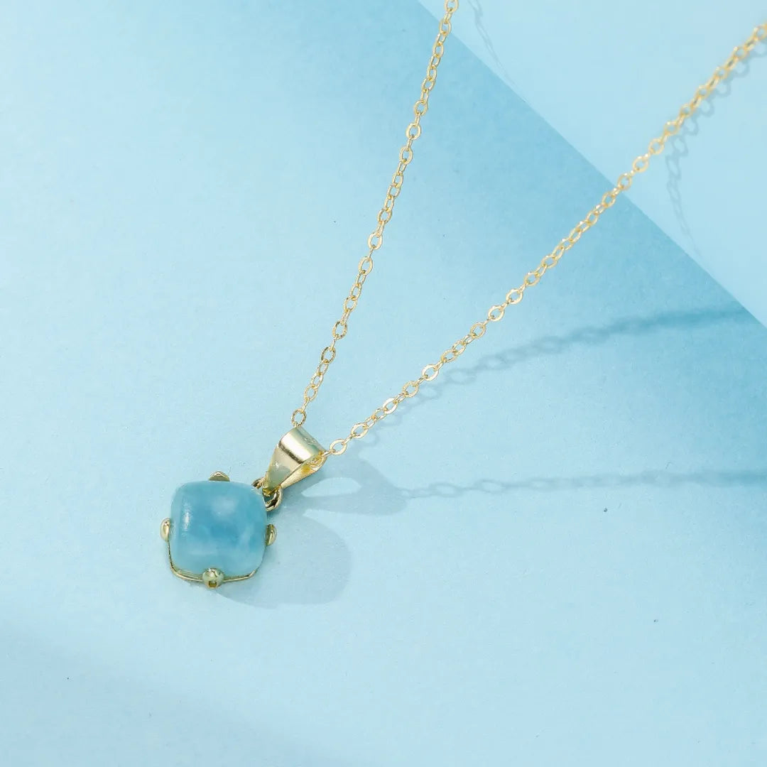 Collana Acquamarina "Onde di Serenità" Argento Dorato Oro 14K