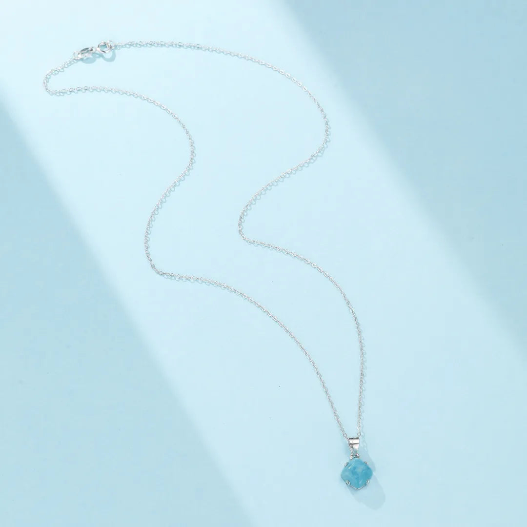 Collana Acquamarina "Onde di Serenità" Argento Dorato Oro 14K