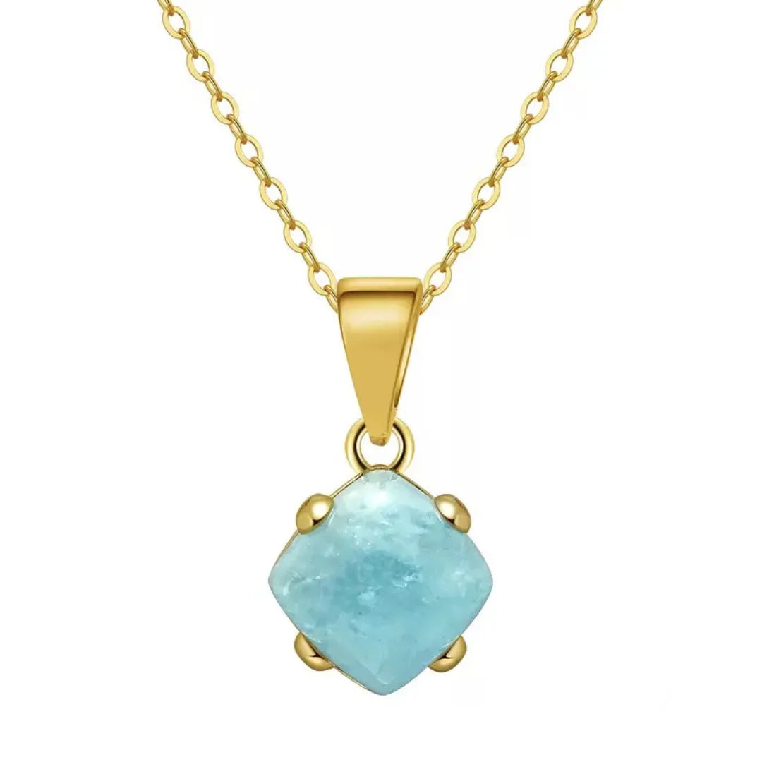 Collana Acquamarina "Onde di Serenità" Argento Dorato Oro 14K