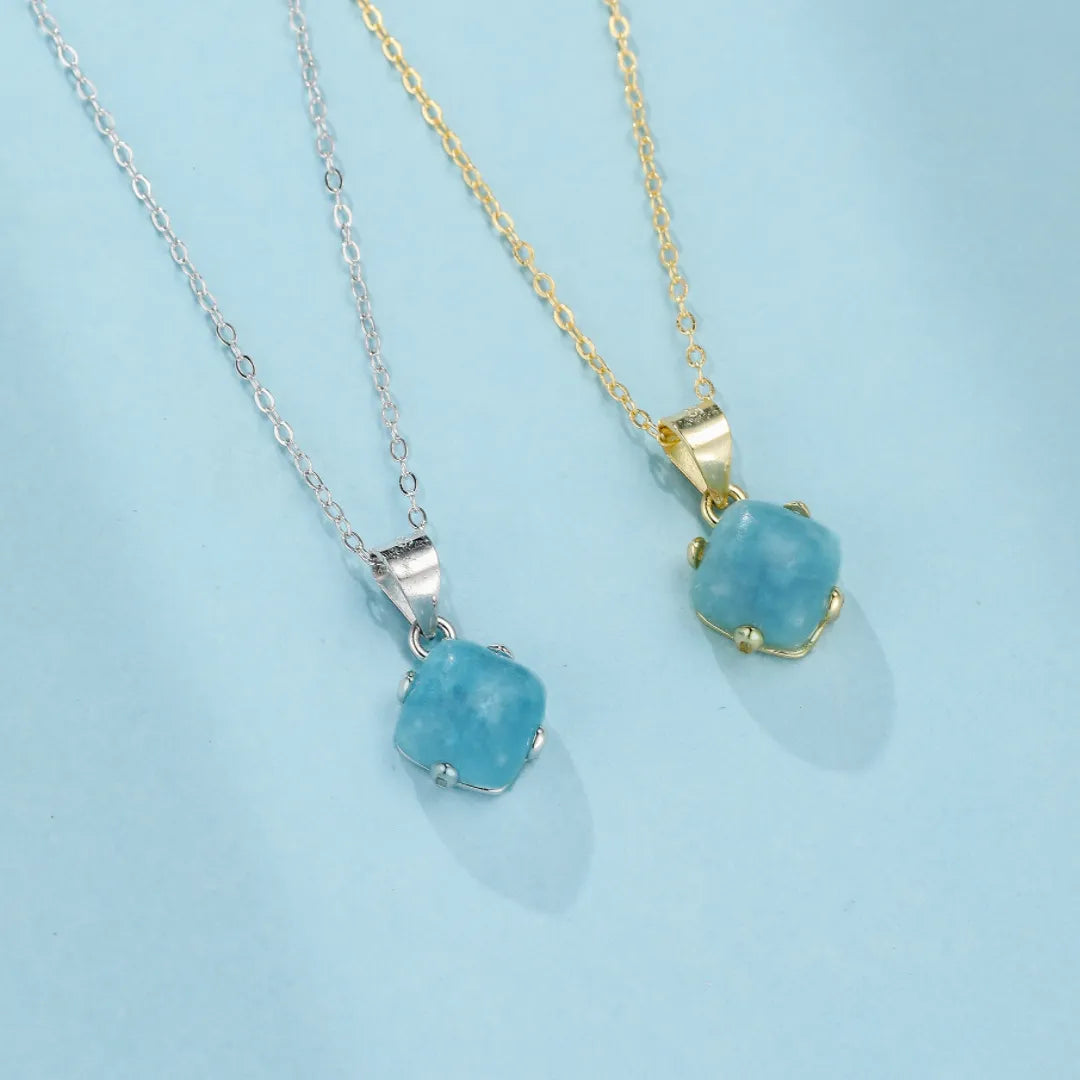 Collana Acquamarina "Onde di Serenità" Argento Dorato Oro 14K