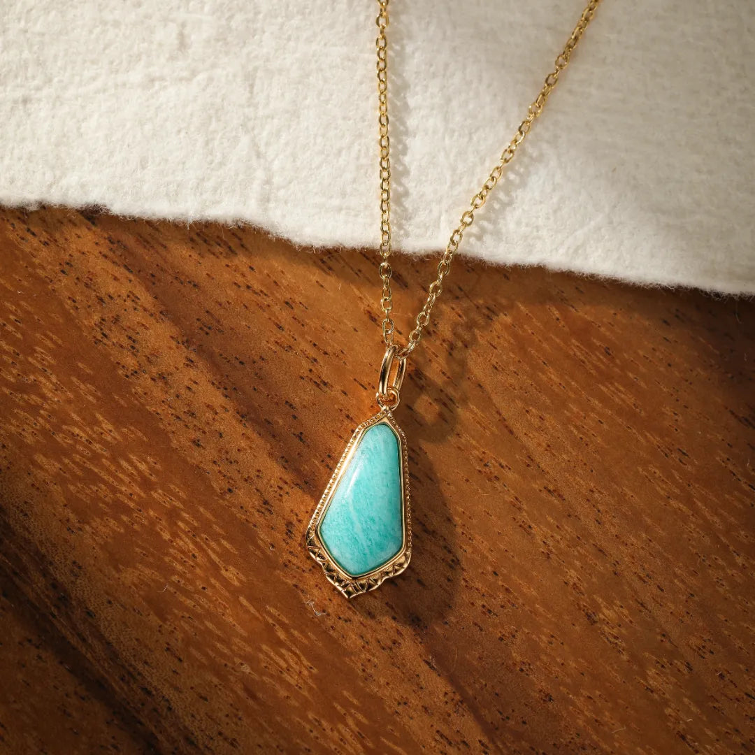 Collar Amazonita "Cielo Claro" Plata Dorada Oro
