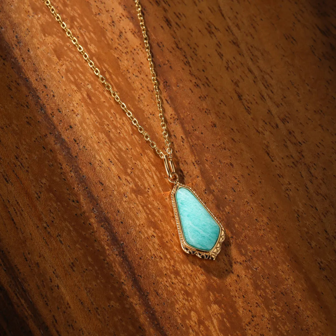 Collar Amazonita "Cielo Claro" Plata Dorada Oro