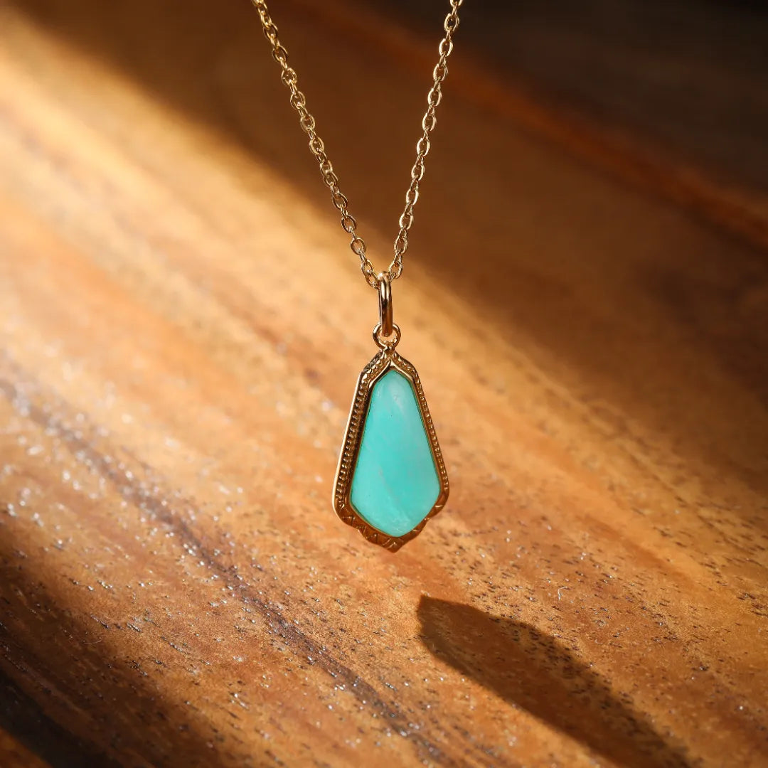 Collar Amazonita "Cielo Claro" Plata Dorada Oro