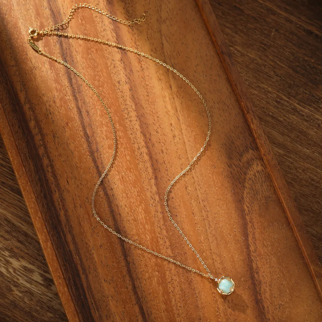 Collar Amazonita "Brillo Sutil" Plata Dorada Or