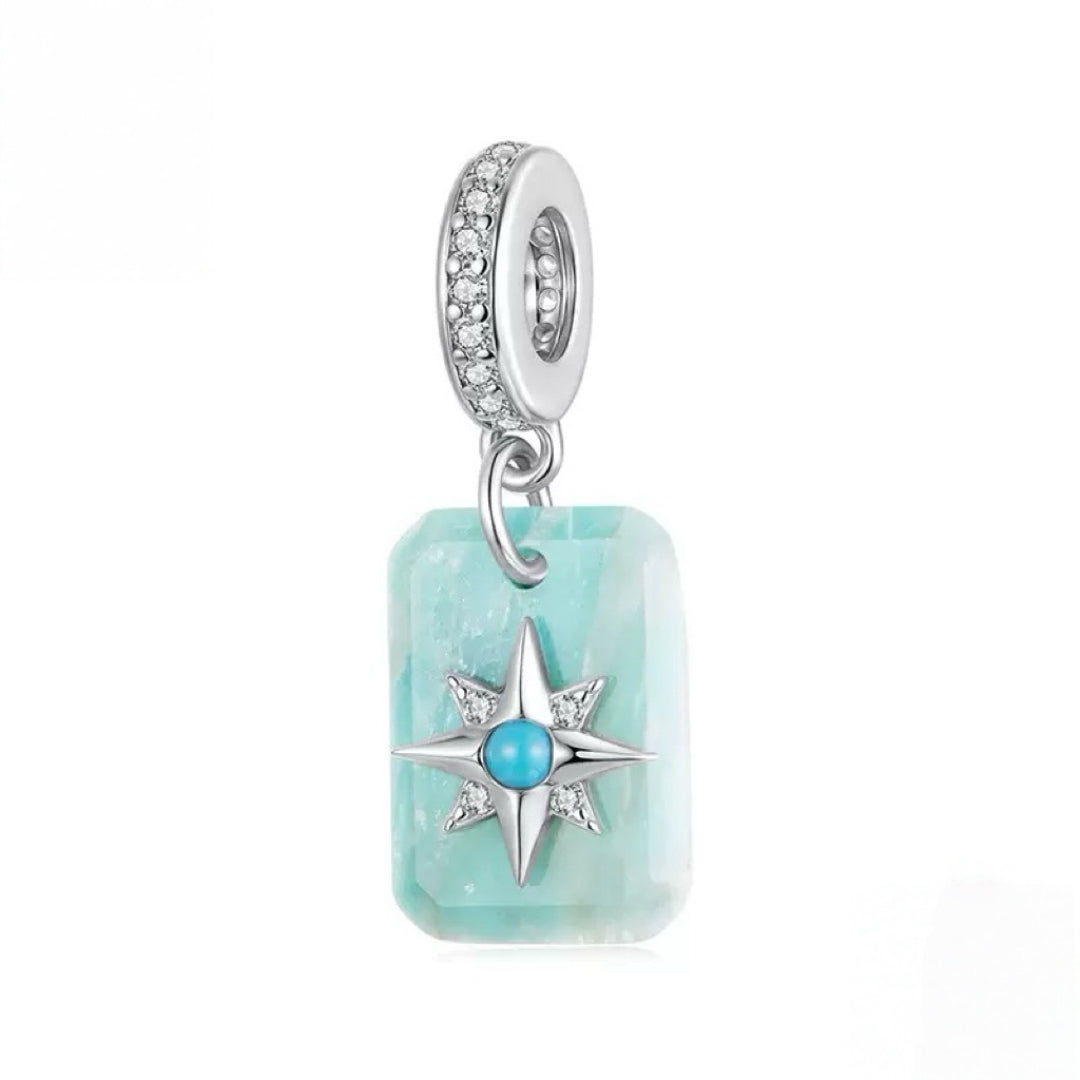 Collana in Amazonite e Turchese “Eclat Stellato” Argento Placcato Platino