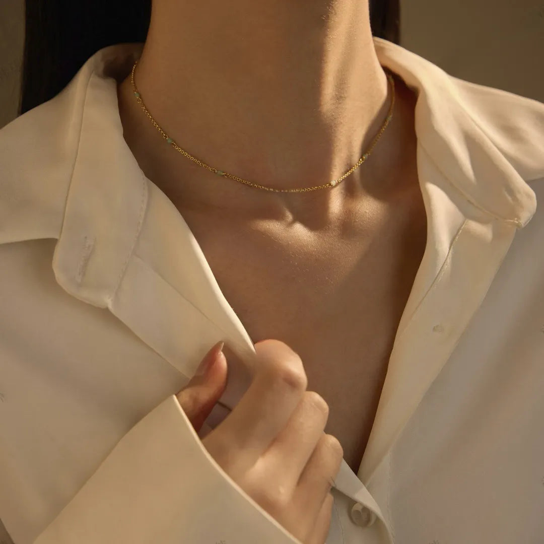 Collier Amazonite "Fraîcheur Marine" Argent Doré Or