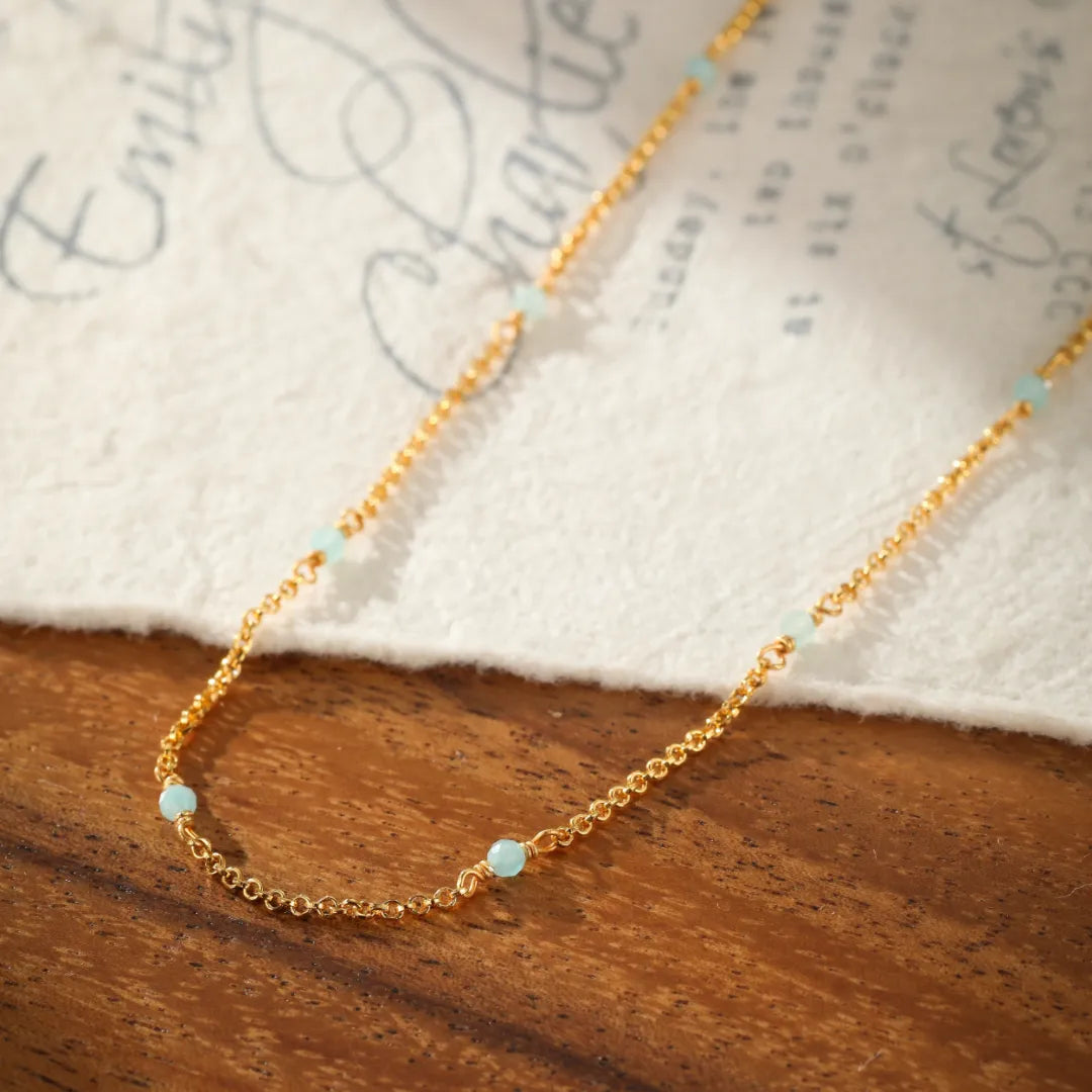 Collier Amazonite "Fraîcheur Marine" Argent Doré Or