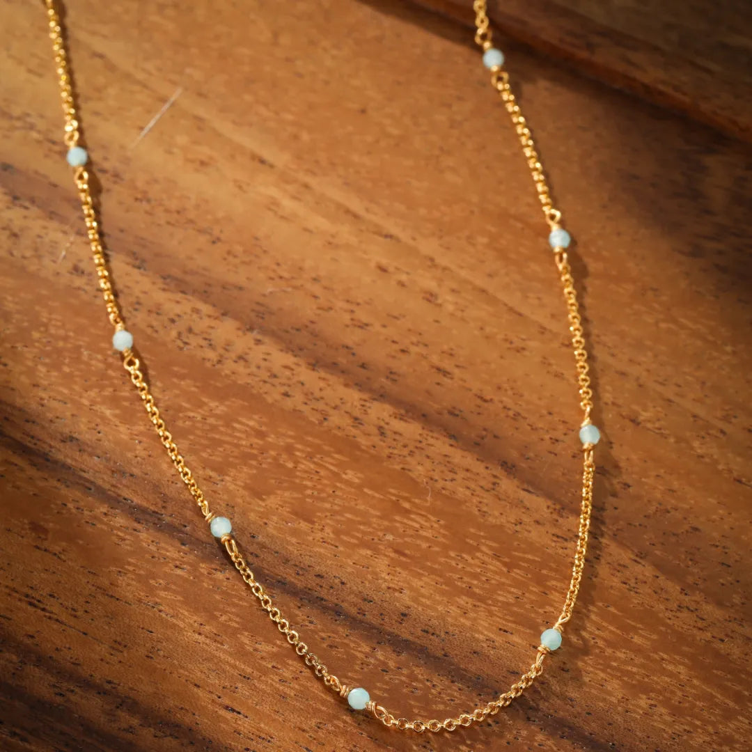 Collier Amazonite "Fraîcheur Marine" Argent Doré Or