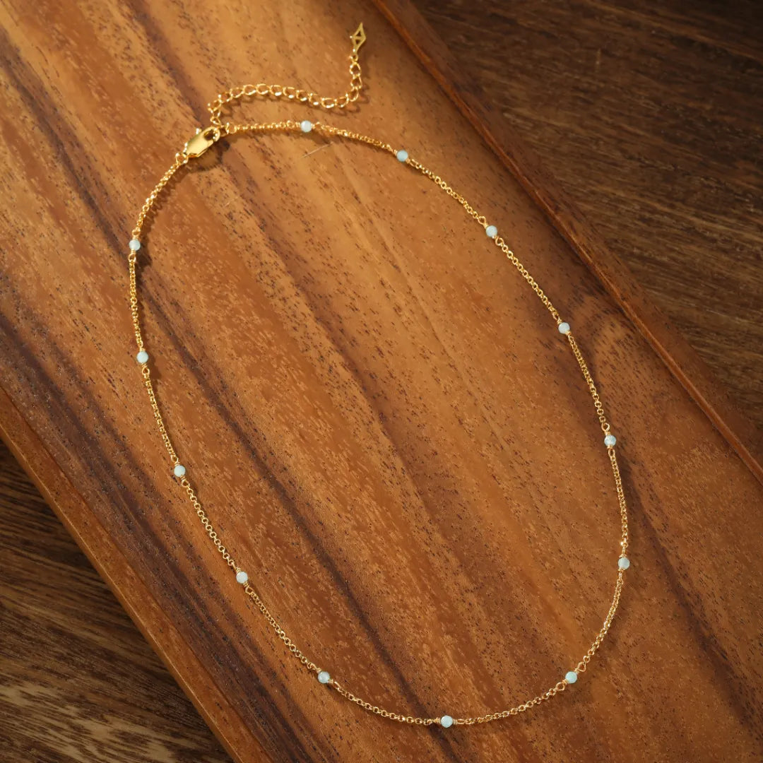 Collier Amazonite "Fraîcheur Marine" Argent Doré Or