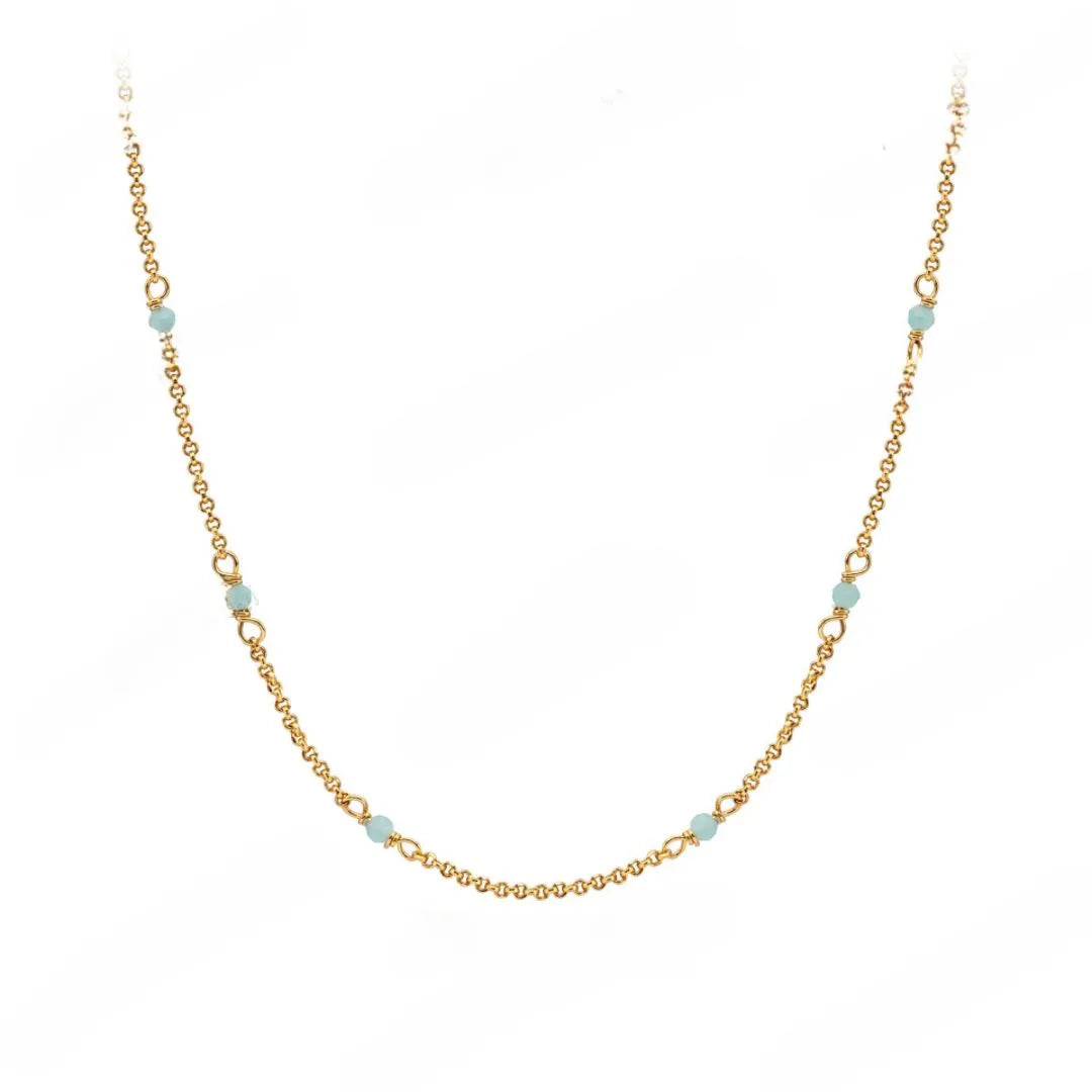 Collier Amazonite "Fraîcheur Marine" Argent Doré Or