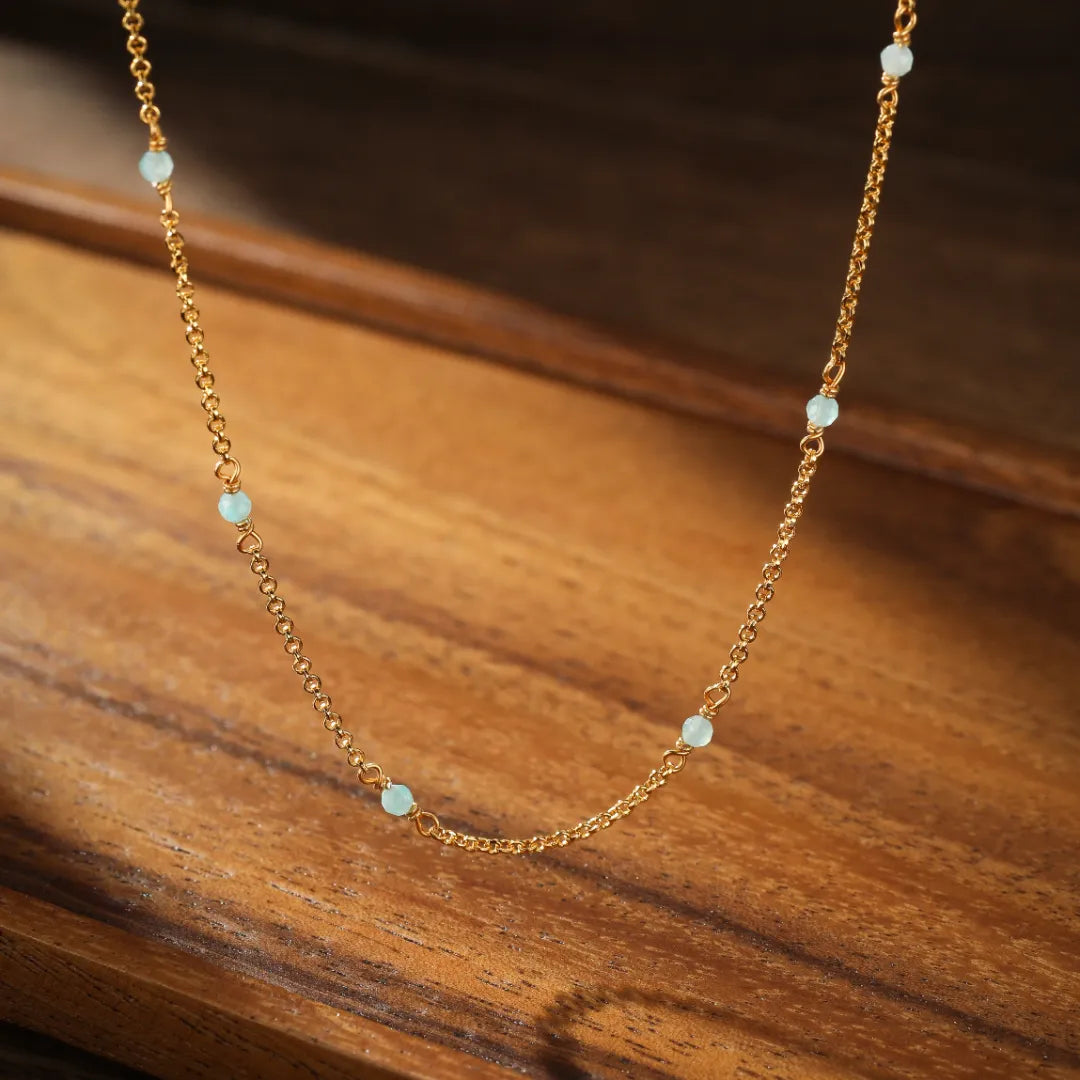 Collier Amazonite "Fraîcheur Marine" Argent Doré Or