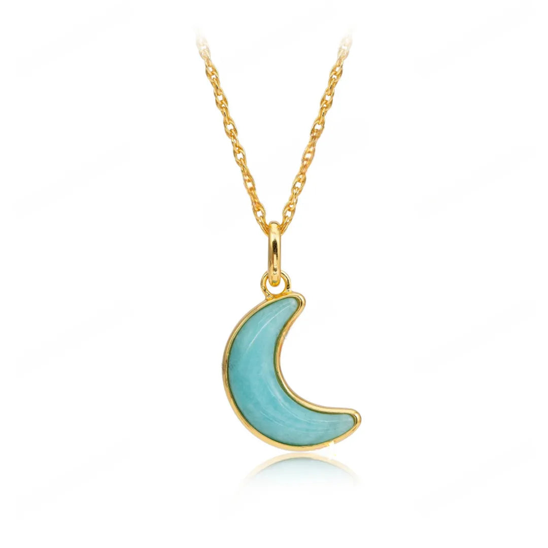 Collier Lune Amazonite "Lune Élégante" Argent Doré Or